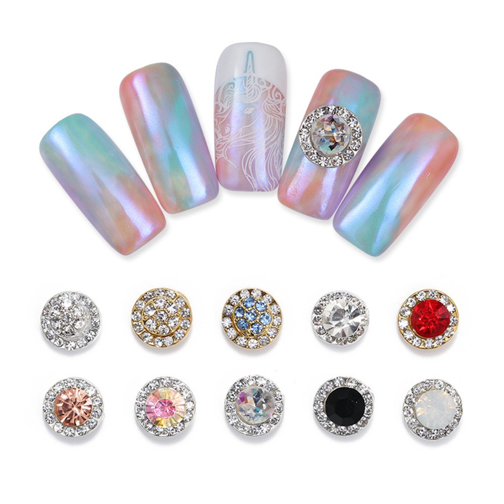 Gold Alloy Nail Art Pearls Glitter Studs Beads Rhinestones Nail Art