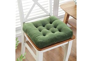 vctops Velvet Solid Chair Pad Super Soft Plush Washable Square Seat Cushion for Kitchen Dining Room (DarkGreen,20" x 20")