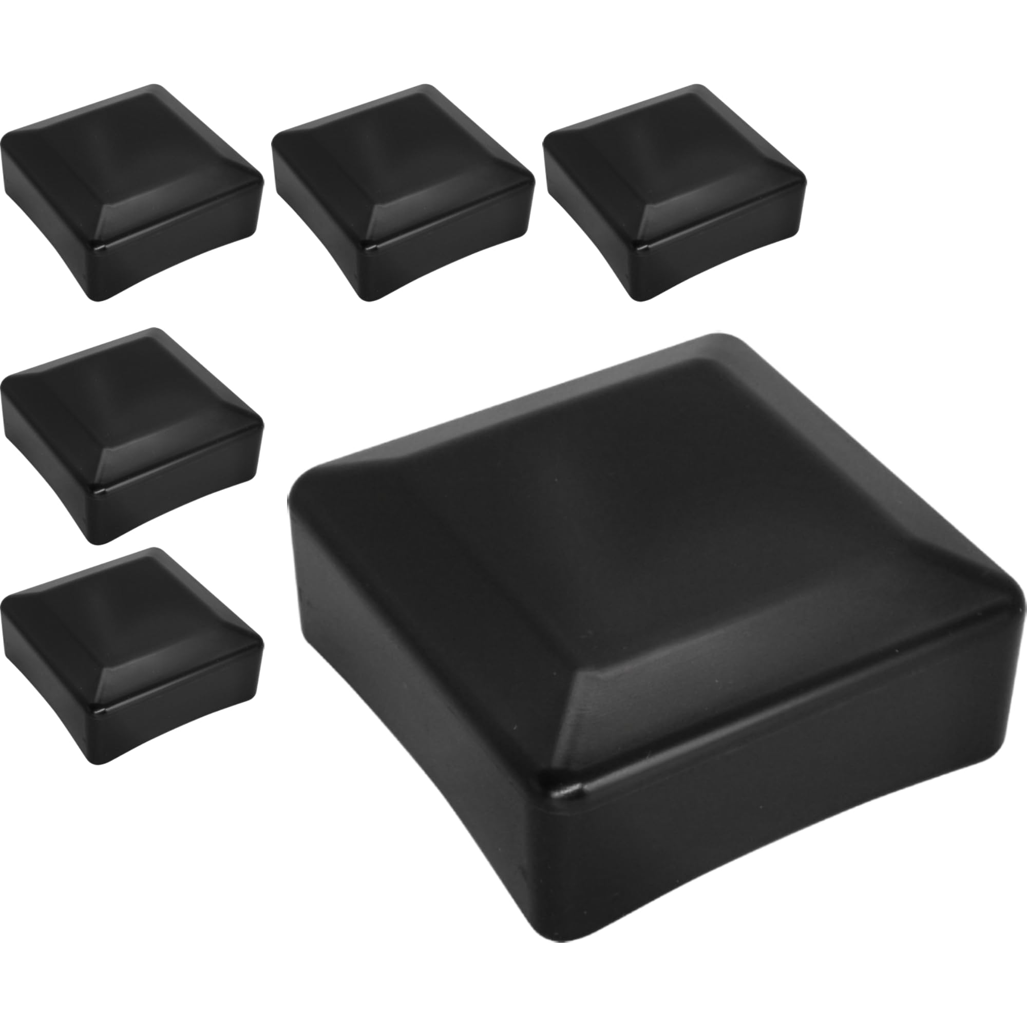 SKIR'CO (6 pcs) Fence Post Caps, Square 80 x 80 mm Black Plastic Caps for Fence Posts, Black RAL 9005 Colour