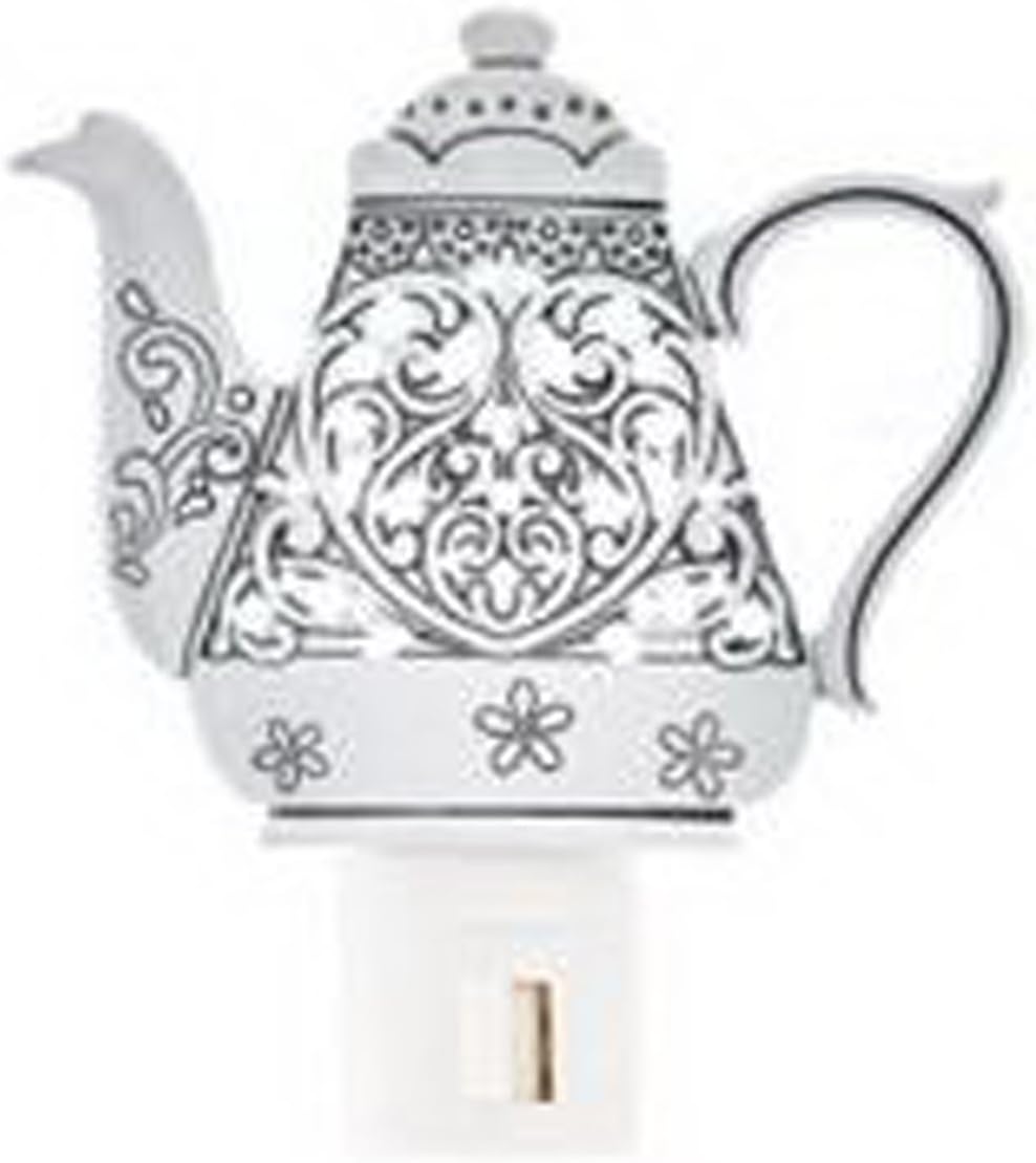 Rounded Triangular Pewter Metal Teapot Night Light