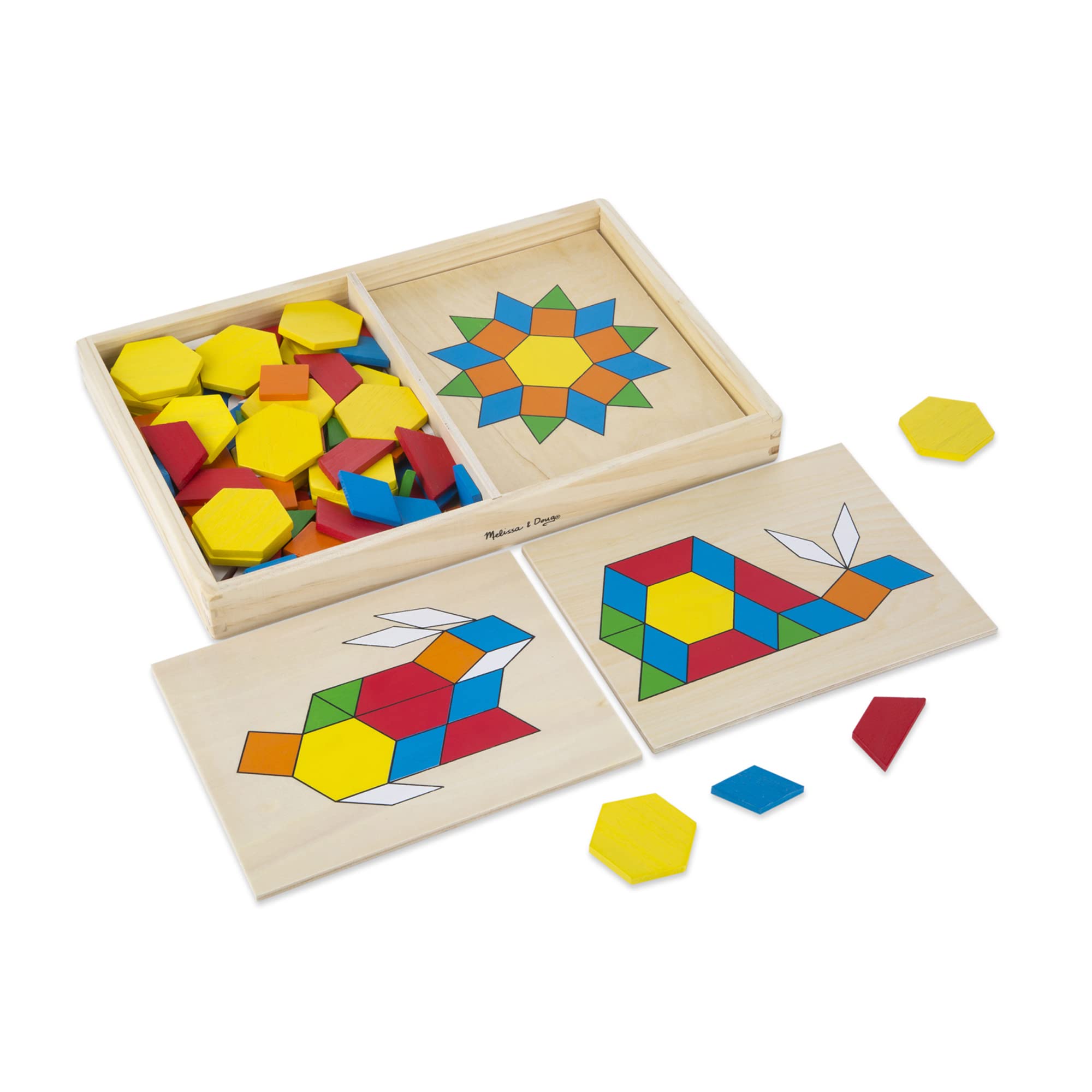 Melissa & Doug | Pattern Blocks and Boards | Developmental Toy | Motor Skills | 3+ | Gift for Boy or Girl