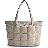 BAGSMART Expandable Tote Bag for Women, Puffer Work Tote Handbag, Quilted Carry On Bag for Travel Gym