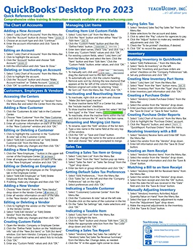 QuickBooks Desktop Pro 2023 Quick Reference
