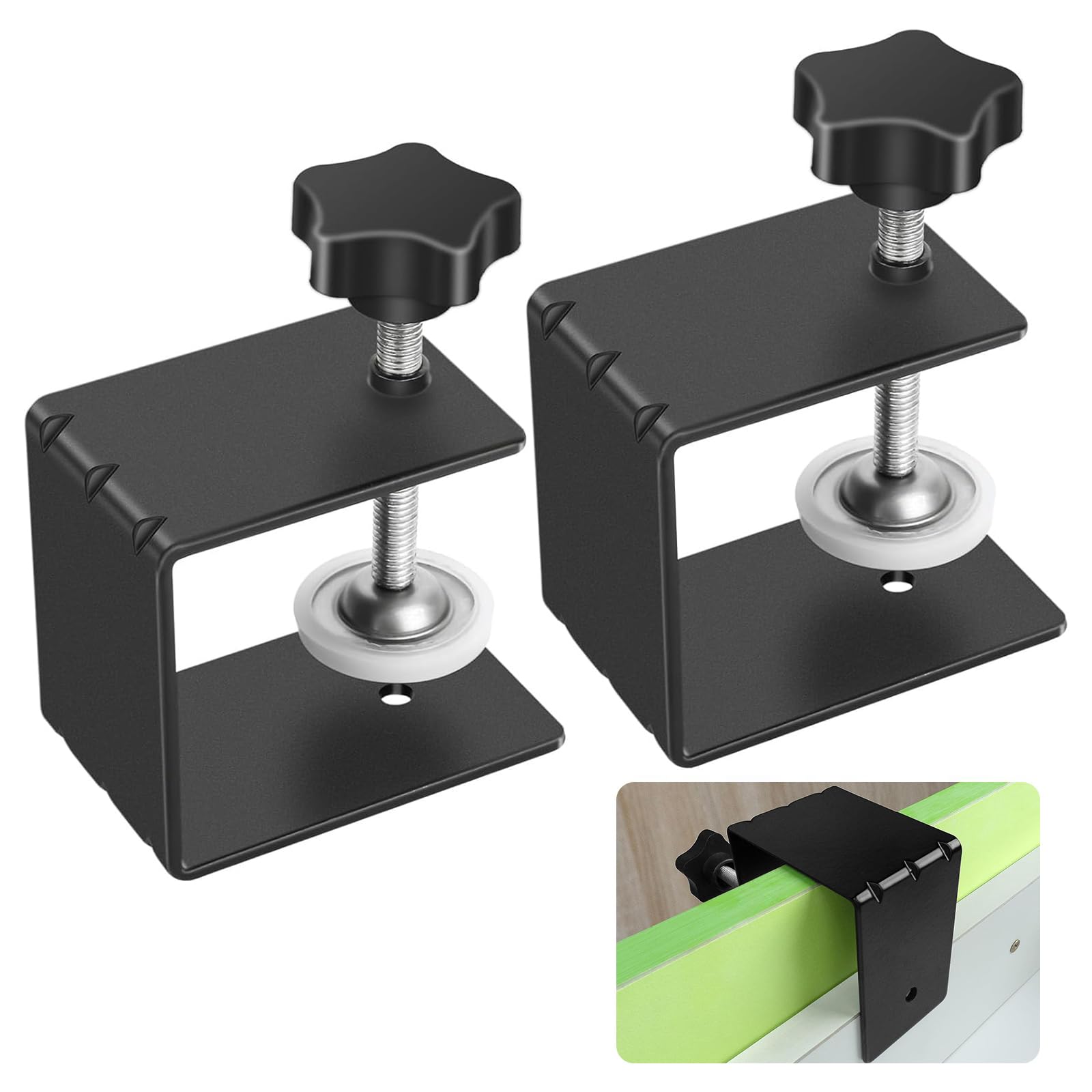 Wenrecu 2Pcs Heavy Duty C-Clamp Base Stand - Stainless Steel Tiger Clamp, Drawer Front Metal Desk Mounting for Woodworking Fixed Repair Home Improvement (2)
