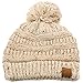 Confetti Ombre Big Pom Pom Warm Chunky Soft Stretch Knit Beanie Hat Oatmeal