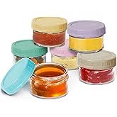 [6 Pack] Glass Salad Dressing Container to Go Glass Small Dipping Sauce Cups Glass Condiment with Lids Leakproof Reusable for