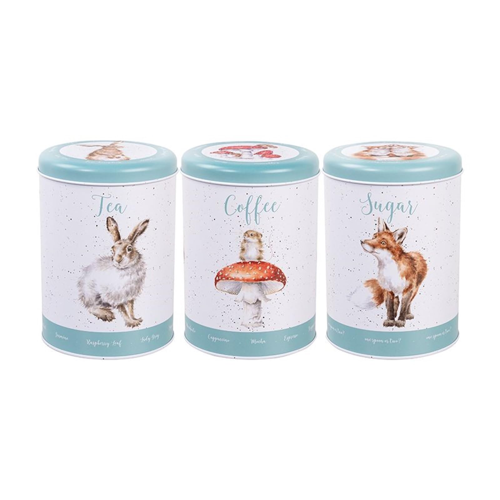 Wrendale Designs by Hannah Dale - The Country Set Tea, Coffee & Sugar Canisters - 155mm x 110mm