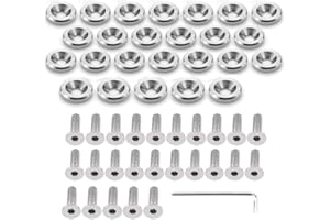 STETION 25 Pcs Fender Bumper Washer Bolt 6061 T6 Grade M6x20mm CNC Finishing Washer Engine Bay Dress Up Fastener Kit (Silver)