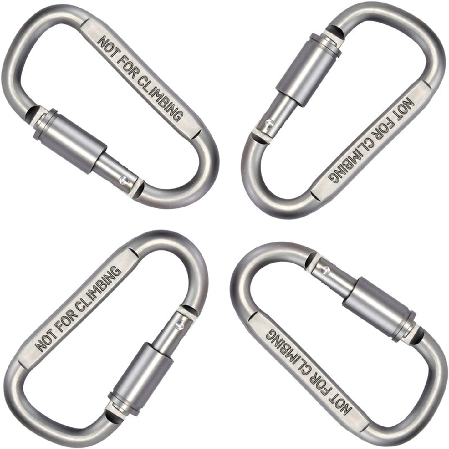 WWZJ Carabiner Clip Set 3" Improved Durable Screw Locking & Spring Gate D Shape