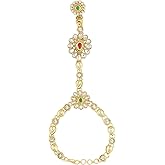 Efulgenz Indian Hand Chain Finger Ring Bracelet Bollywood Faux Kundan Finger Ring Link Chain Wedding Bridal Bracelet Jewelry for Women