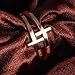 Womens Elegant 18K Rose Gold Stainless Steel Double Cross Ring Christian Fashion Wedding Engagement Band