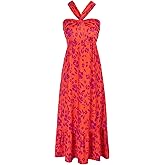 GRACE KARIN 2025 Women's Criss Cross Halterneck Sleeveless Summer Floral Print Flowy A Line Maxi Dress