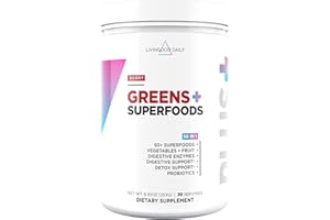 Livingood Daily Greens & Superfood Powder, Super Greens for Gut Health, Green Juice Powder with Spirulina, Chlorella, and Digestive Enzymes, Probiotics for Digestive Support, Berry, 30 Servings