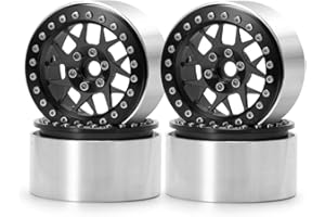 BENEDICT HARRY 4PCS 2.2" RC Aluminum Beadlock Wheels w/Hubs for 1/10 RC Axial Wraith RR10 YETI SCX10 D90 TRX4 CC01 (BLACK)