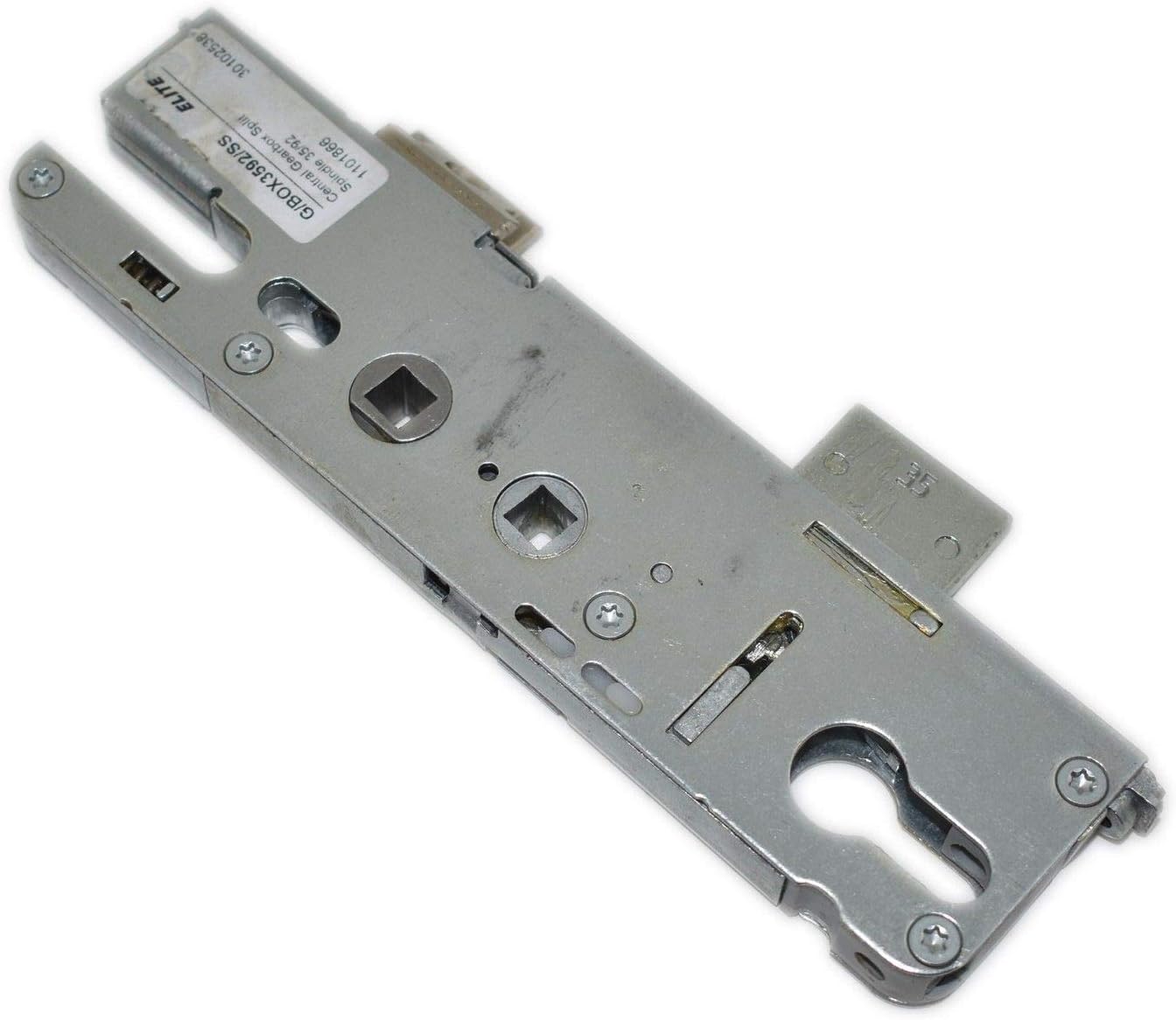 Roto Replacement uPVC Gear Box Door Lock Centre Case 35mm Backset Double Spindle, Silver