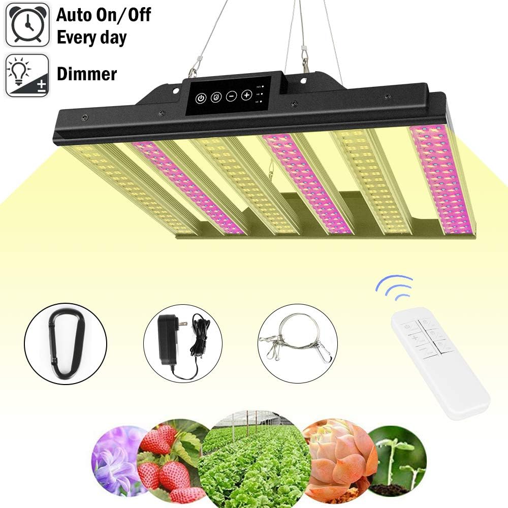 1000W LED Grow Light, Dimmable Plant Light Panel with Auto ON/Off Timer, Upgraded Full Spectrum Grow Light Bulbs for Indoor Plants, Sunlike Growing Lamp for Greenhouse Hydroponic Herbs Flowers