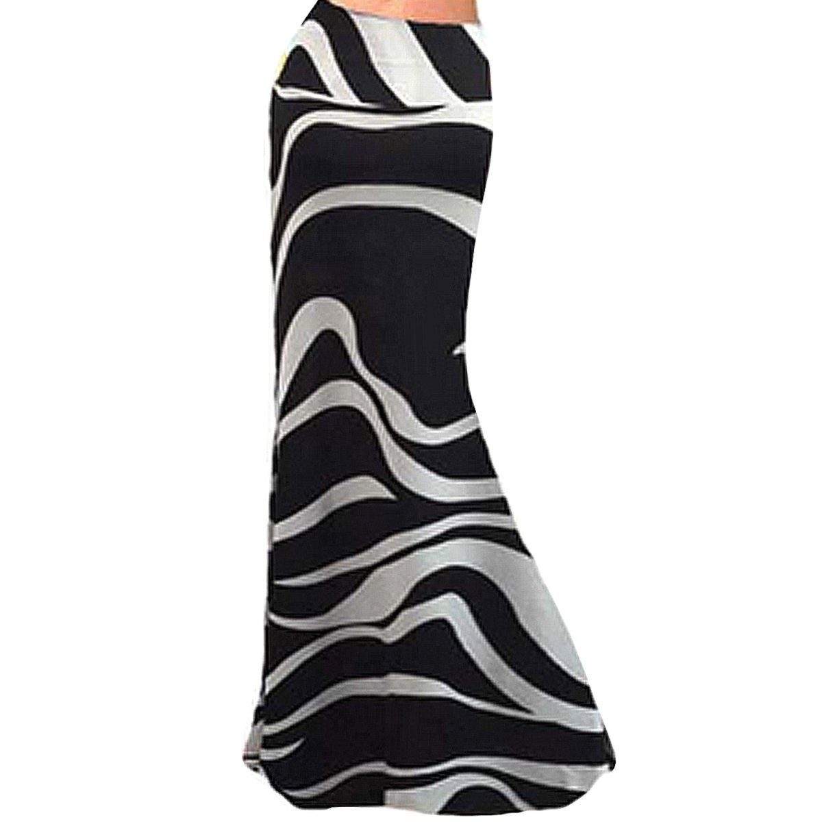 AisaWomen's Multicolored Two Tone Damask Printed Maxi Skirt