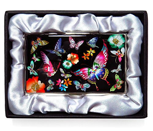 Business-Card-Case-ID-Holder-Metal-Minimalist-Wallet-Mother-of-Pearl-Butterflies-Design