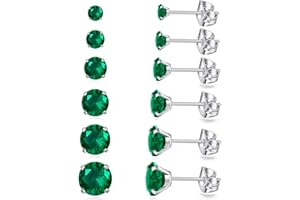 GOGOEY 6 Pairs Stud Earrings Set, Hypoallergenic Cubic Zirconia Earrings 316L Stainless Steel CZ Earrings 3-8mm