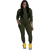 TOPSRANI Womens Two Piece Outfits Bodycon Tracksuit Sweatsuits Hoodie Solid Jogger Biker Workout Lounge Long Sleeve Pant Sets