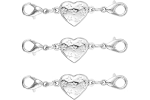 3pcs Magnetic Heart Clasps for Jewelry Bracelet Necklace, Premium Alloy Heart Shaped Magnetic Clasps Closures for Necklace Br