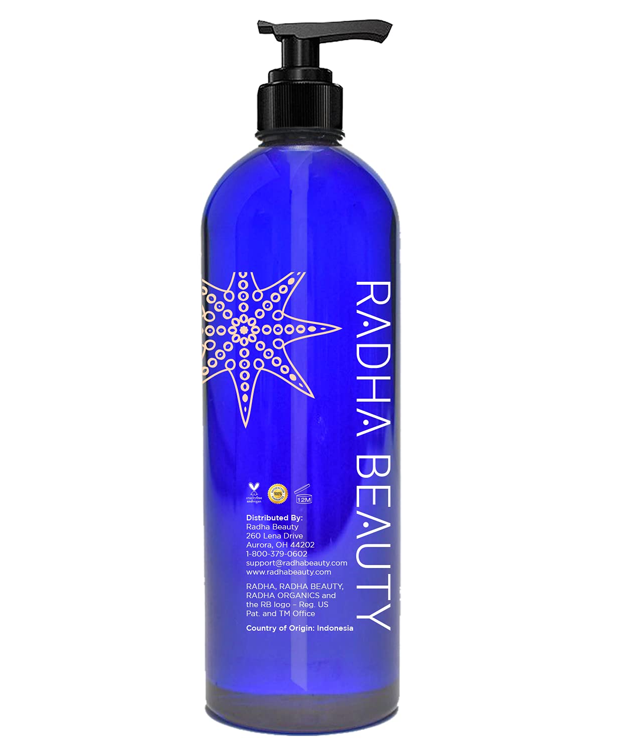 Radha Beauty Fractionated Coconut Oil - 100% Pure & Natural Carrier and Base Oil for Aromatherapy, Hair and Skin - Comes with Pump, 16 fl oz. : Beauty