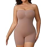 Mobeso Women's Strapless Shapewear Bodysuit for Women Tummy Control Shapewear, Seamless Body Shaper with Removable Straps
