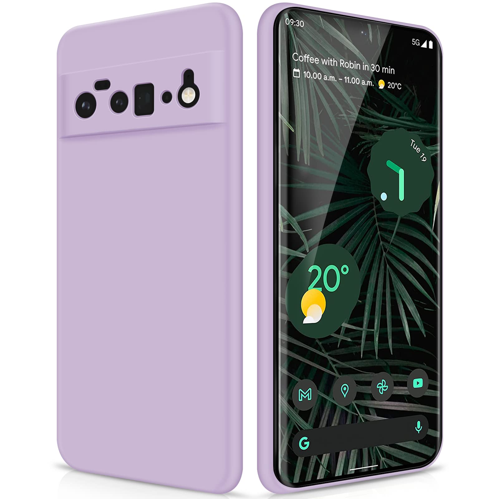 GiiYoon Case Compatible with Google Pixel 6 Pro, Silky-Soft Touch Full-Body Protective Phone Silicone Case, Shockproof Cover with Microfiber Lining, Purple — image 1
