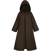 Dreamture Kids Knight Costume with Hooded Cloak, Medieval Halloween Wizard Tunic Robe for Boys Girls, Cosplay Cape Ages 4-15