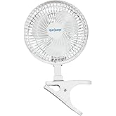 Hurricane Classic 6 Inch Clip Fan, 2 Speed Portable Desk Table Fan with Tilt, White