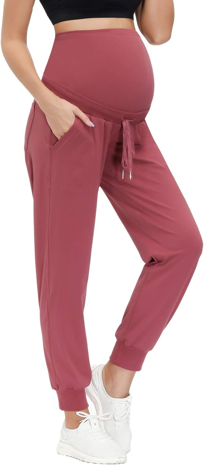 Women Maternity Joggers Pants with Pockets Drawstring Workout