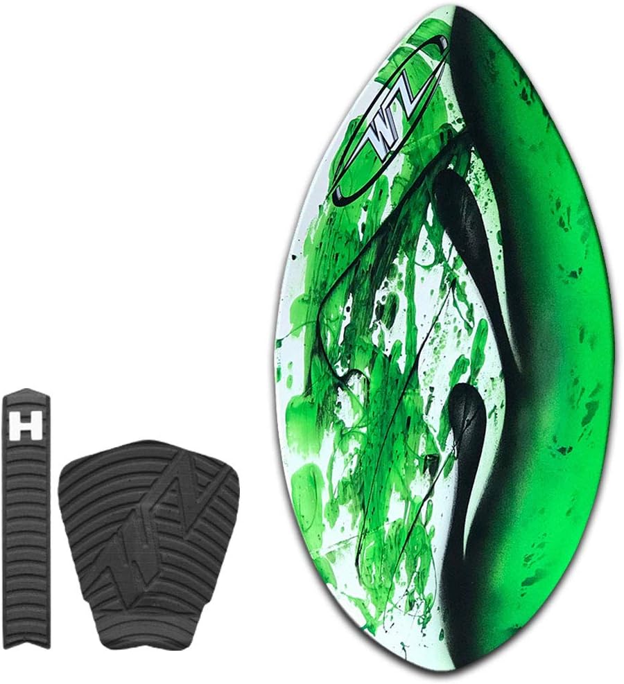 Skimboard Package for Beginners - Green - 36" Fiberglass Wave Zone Squirt Plus Board Bag and/or Traction Pad - for Riders up to 90 lbs