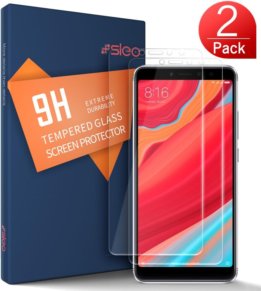 SLEO Xiaomi Redmi S2 Screen Protector - SLEO Premium Surface Hardness Crystal Clear Tempered Glass Screen Protector Guard Cover for Xiaomi Redmi S2-2 Pack