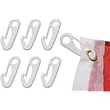 Mini Skater Nylon White Flag Pole Clip Attachment Hardware Heavy Duty Flagpole Snap Hook for Attaching Flag Grommets to Rope (6)