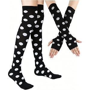 YELAIVP Over Knee Rainbow Thigh High Socks Gloves Set Cosplay Accessories Arm Leg Warmers for Girls