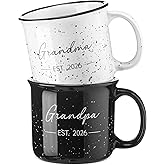 Baderke 2 Pcs New Grandparents Gifts Est 2026 Grandma and Grandpa Mugs 11oz Set Promoted to Grandparents First Time Pregnancy Announcement Baby Shower Gender Reveal Party Gifts