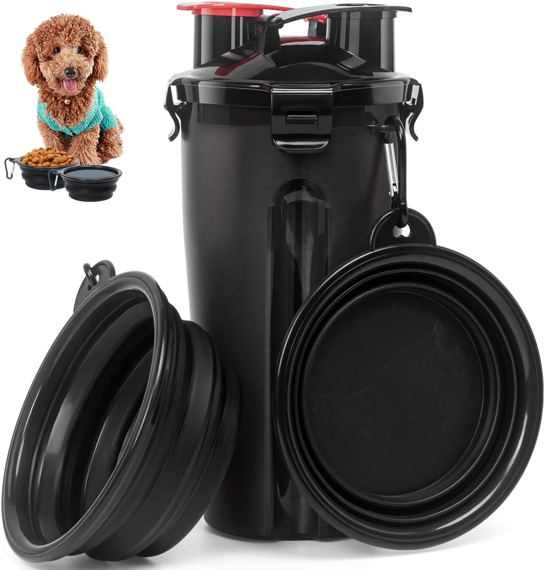 Esing Dog Water Bottles W/Bowls Pet Portable Drinking Bottle Puppy Travel Dispenser Doggie Kettle Kittens Feeding Cup W/Food Container