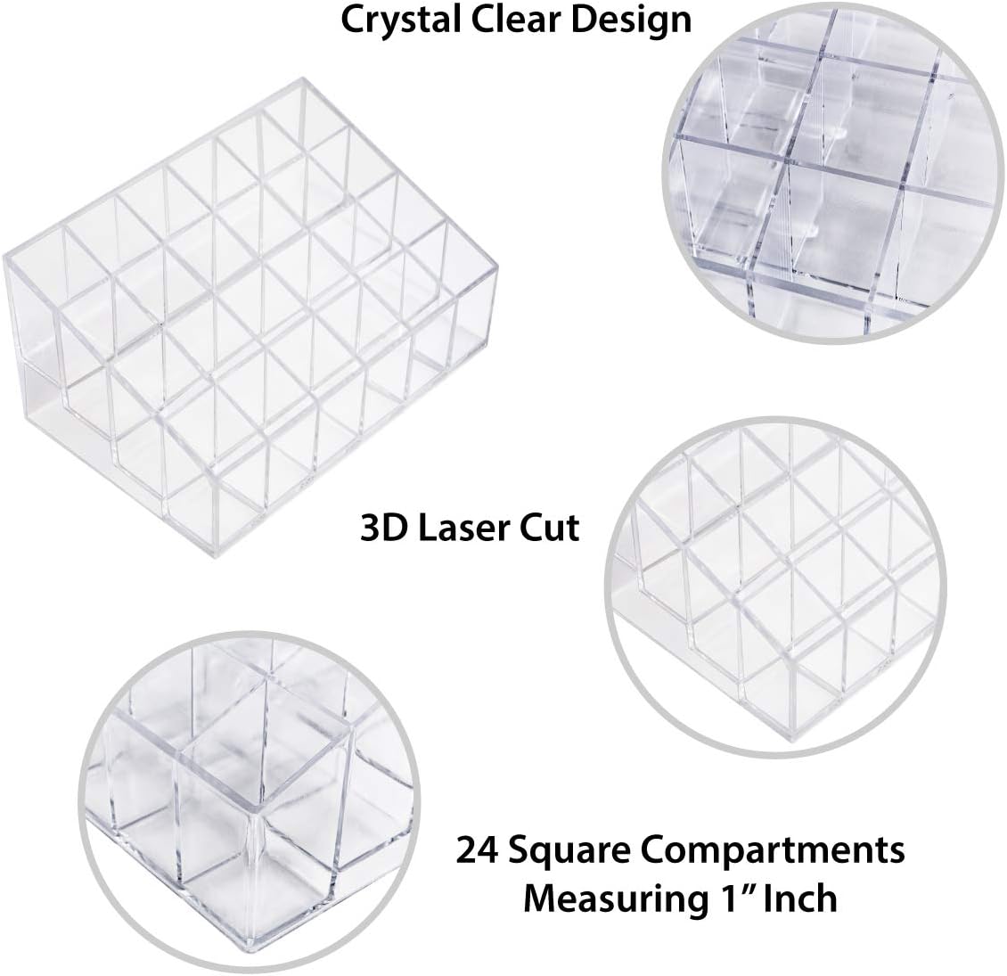 Transparent Cosmetic Makeup Organizer for Lipstick, Brushes, Bottles, and More. Clear Case Display Rack Holder: Home & Kitchen