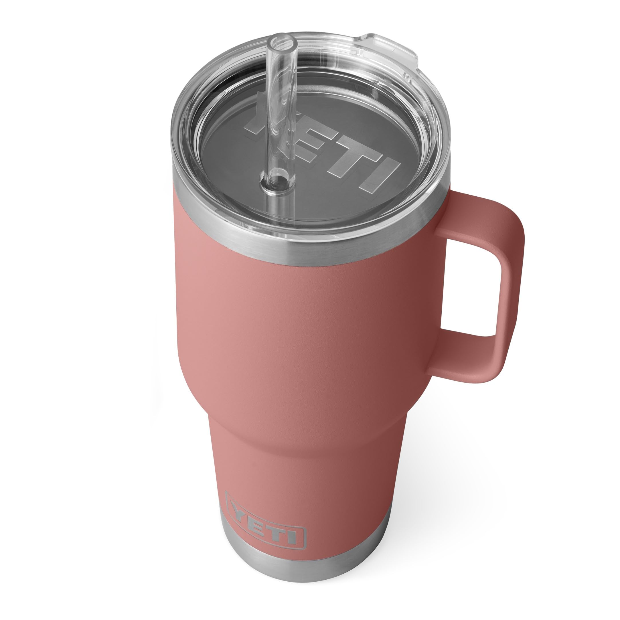YETI Rambler Straw Mug, Stainless Steel Vacuum Insulated Mug with Stronghold Lid, Sandstone Pink, 35oz (1035ml)