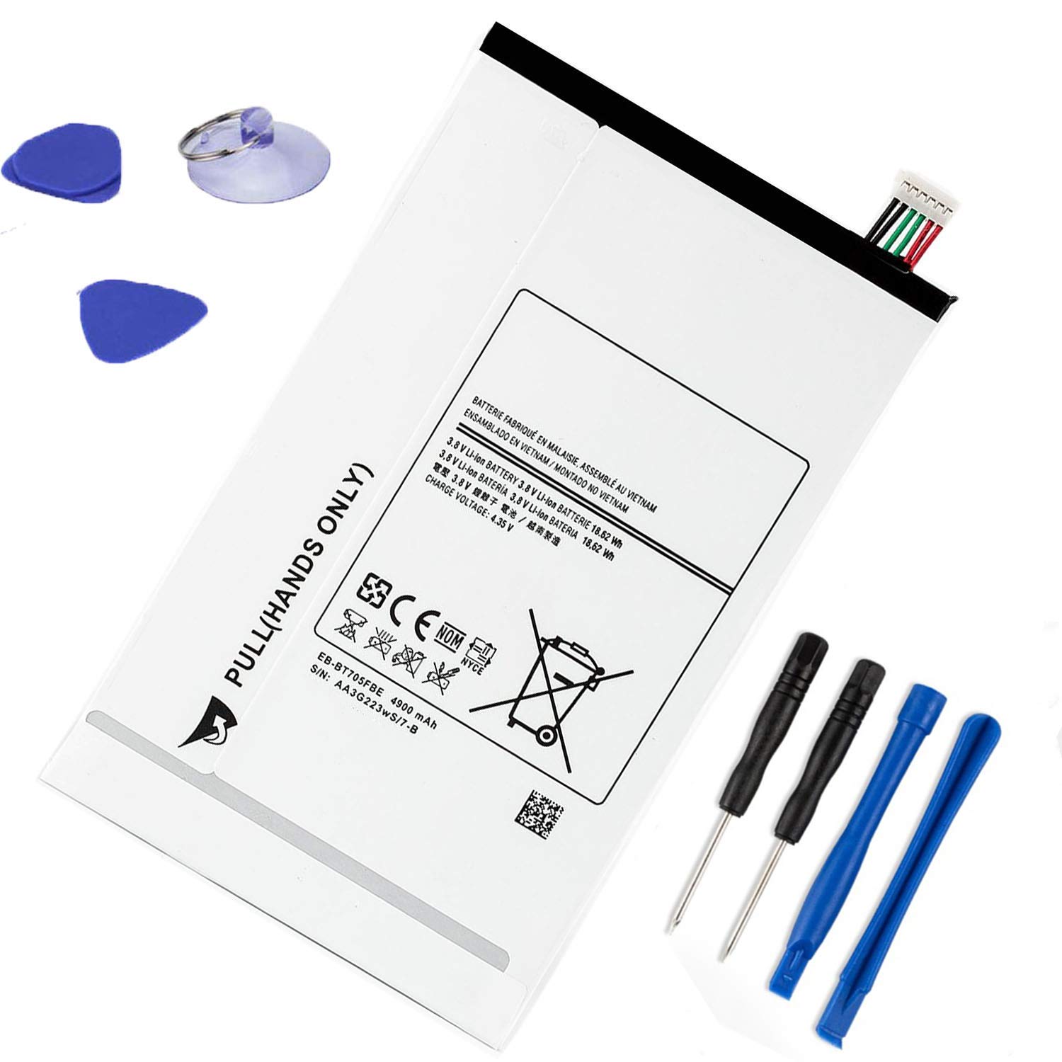 ASKC EB-BT705FBE (3.8V 18.62Wh 4900mAh) Tablet Battery for Samsung Galaxy Tab S 8.4 SM-T700 SM-T700N SM-T705 SM-T705C SM-T705Y SM-T707 SM-T707A SM-T707V Series EB-BT705FBC EB-BT705FBU With Tools