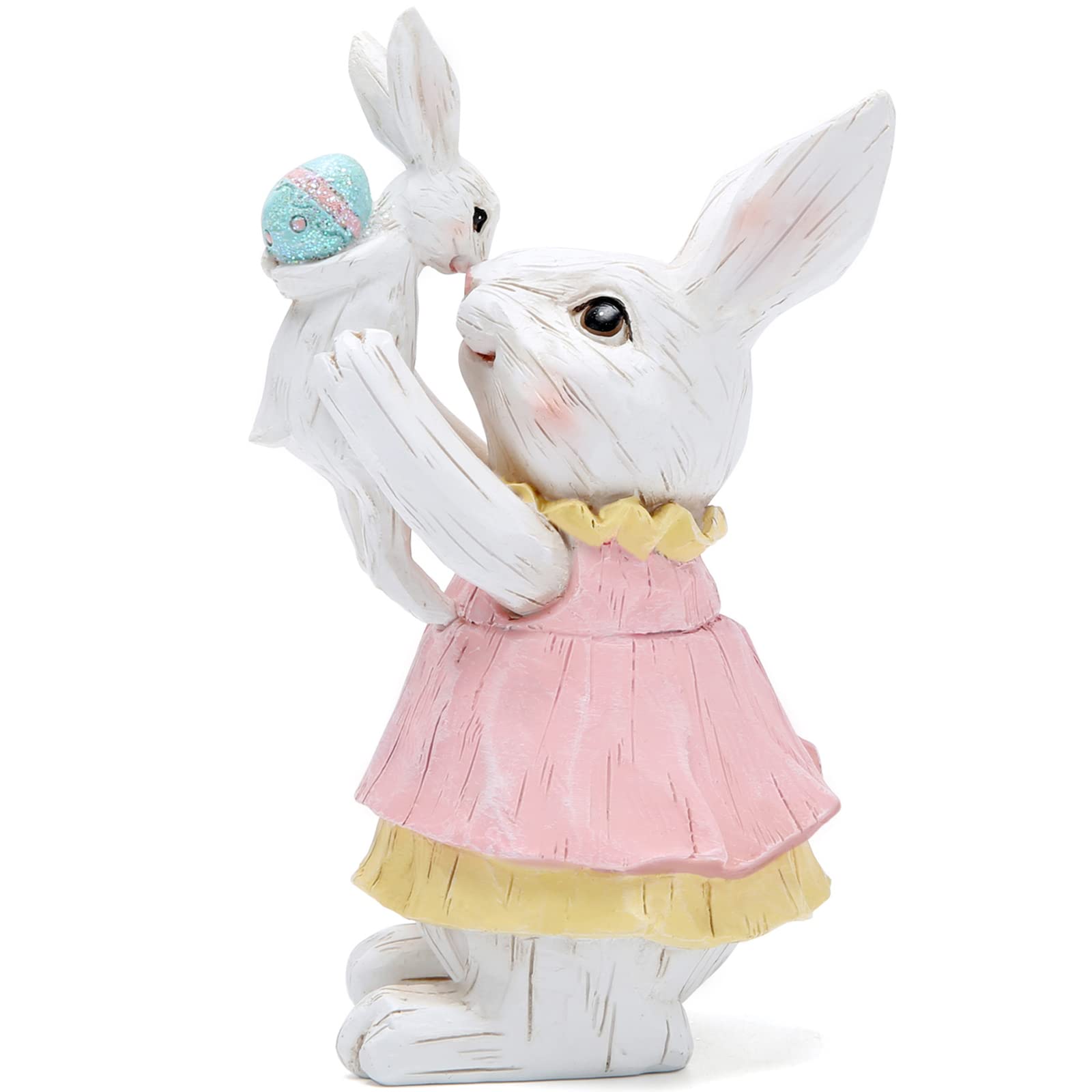 Photo 1 of Hodao Easter Bunny Decorations Spring Family Rabbit Decors Figurines Tabletopper Decor for Party Home Holiday Cute Rabbit Easter Day Gifts Decorations (Mother and Son)