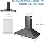 COMFEE' 90 cm Chimney Cooker Hood PYRA17B-90 Black Extractor Hood view 4