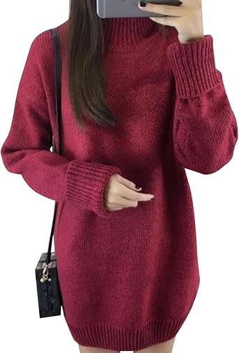 burgundy turtleneck sweater dress