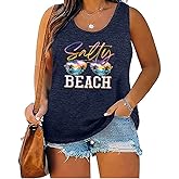 Women's Plus Size Summer Pineapple Sunglasses Tank Tops Hawaiian Graphic Printed Tees Sleeveless Vacation T Shirt Blouse Top