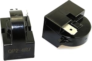 RuiLing 2-Pack QP2-4.7 PTC Refrigerator Start Relay Replacement 1 Pin Wine Centers Beverage Coolers Compressor Starter QP2-4R7 4.7 ohm Black