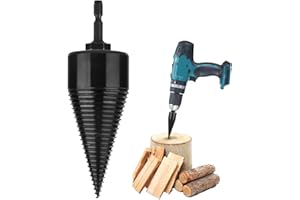 IUIBMI Wood Splitting Drill Bit Duty Removable Firewood Log Splitter Drill Bit, Black Steel Hex Shank Screw Cone Driver for Farm Hand Drill Stick 32/38/42/45/50mm(50mm)