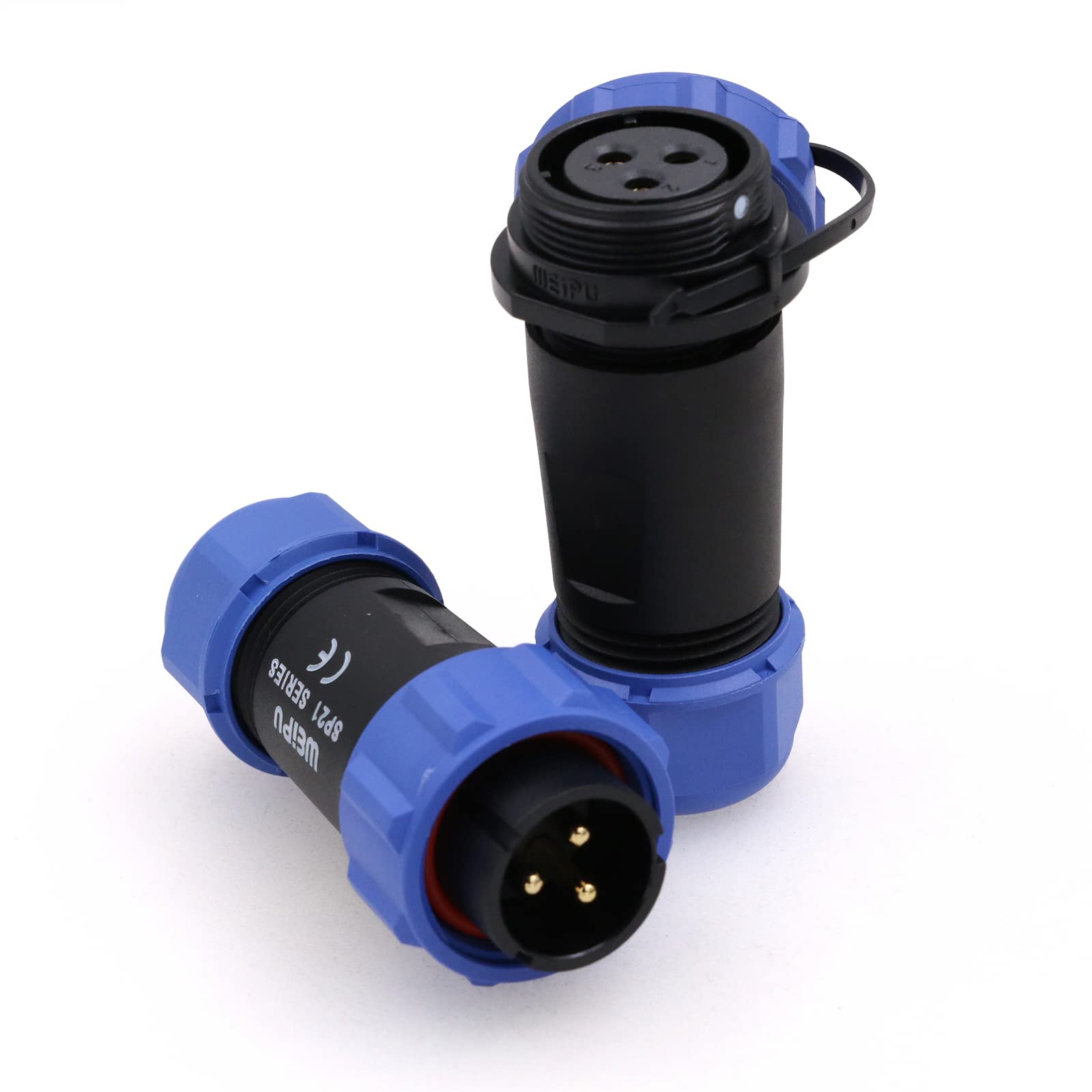 Eonvic Weipu SP21 2-12 Pin Male Waterproof Connector Plug Female Socket IP68 in Line Cable Connector Industrial Circular Solar Electrical Connector (3Pin)