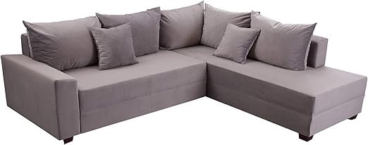 Invicta Interior Design Ecksofa Apartment 245cm Grau Samt Federkern Sofa Schlaffunktion Sofa Couch Amazon De Kuche Haushalt