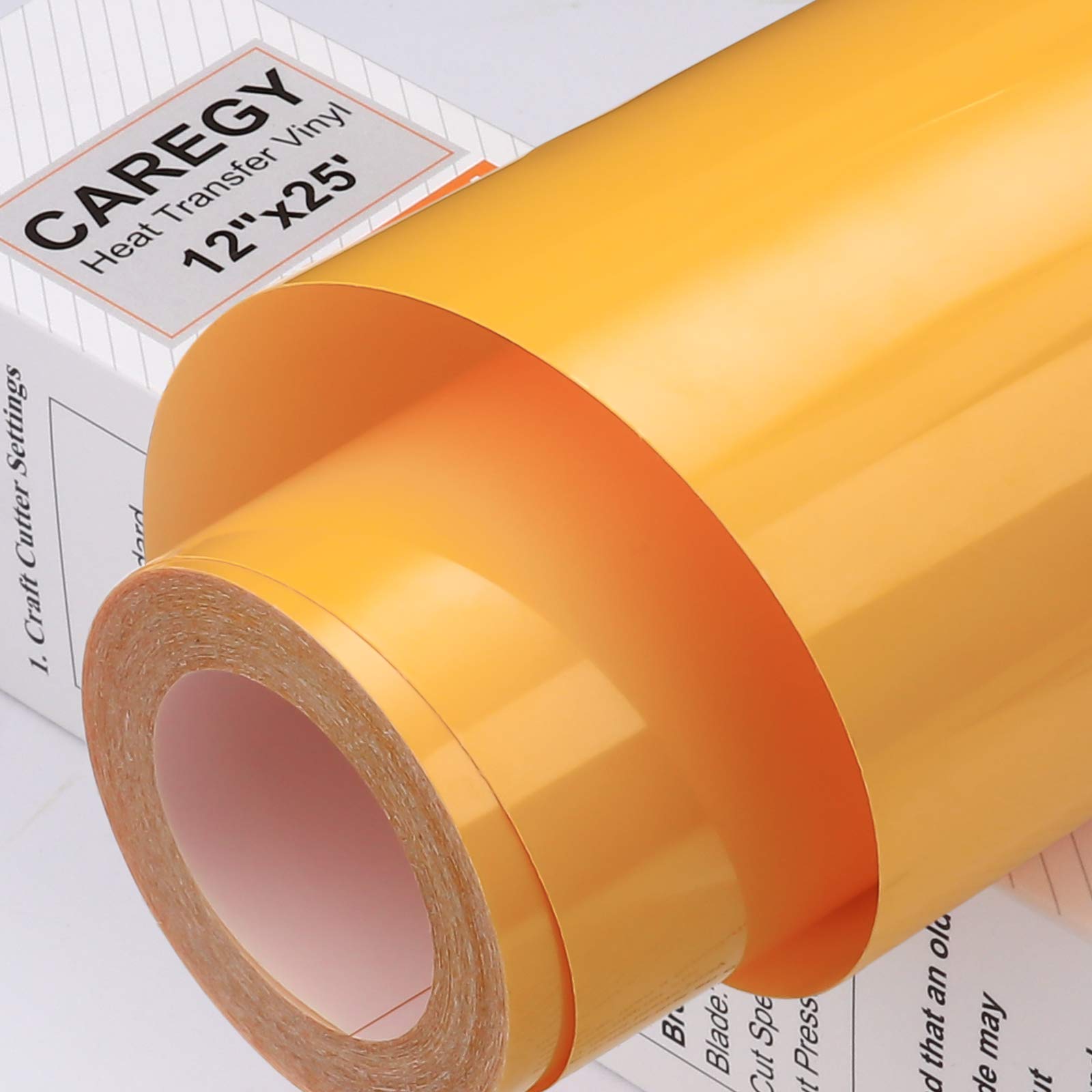 CAREGY HTV 12" x 25ft Roll - Iron On Heat Transfer Vinyl (OrangeYellow)