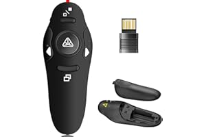 W2LIGQU Presentation Clicker with Red Laser Pointer, Wireless Presenter Remote for PPT Clicker, 2.4GHz Presentation Remote Slide Advancer Powerpoint Clicker for Mac/Computer/Laptop/Keynote